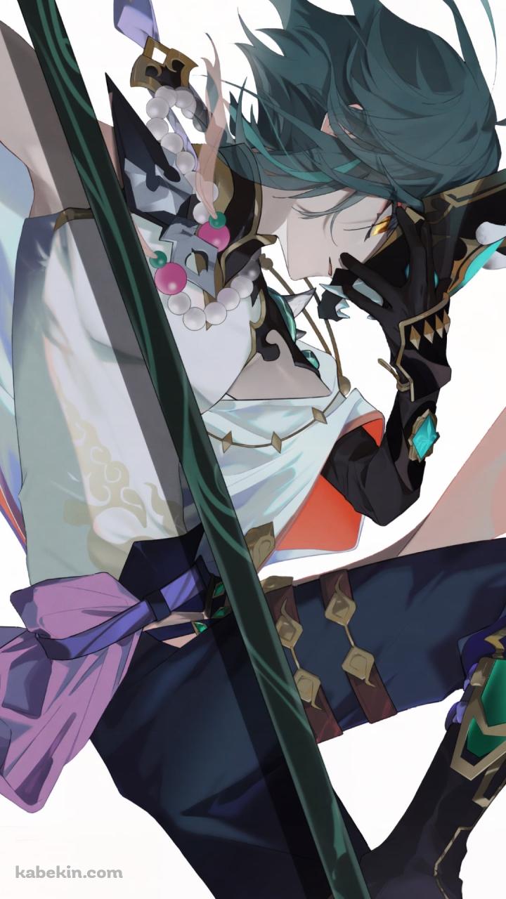 武器を持ち仮面に手をかける魈 / 原神のAndroidの壁紙(720px x 1280px) スマホ用