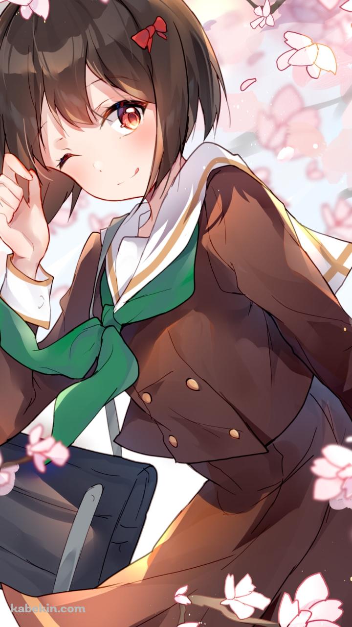 ウィンクする久石奏 / 桜 / 響け!ユーフォニアムのAndroidの壁紙(720px x 1280px) スマホ用