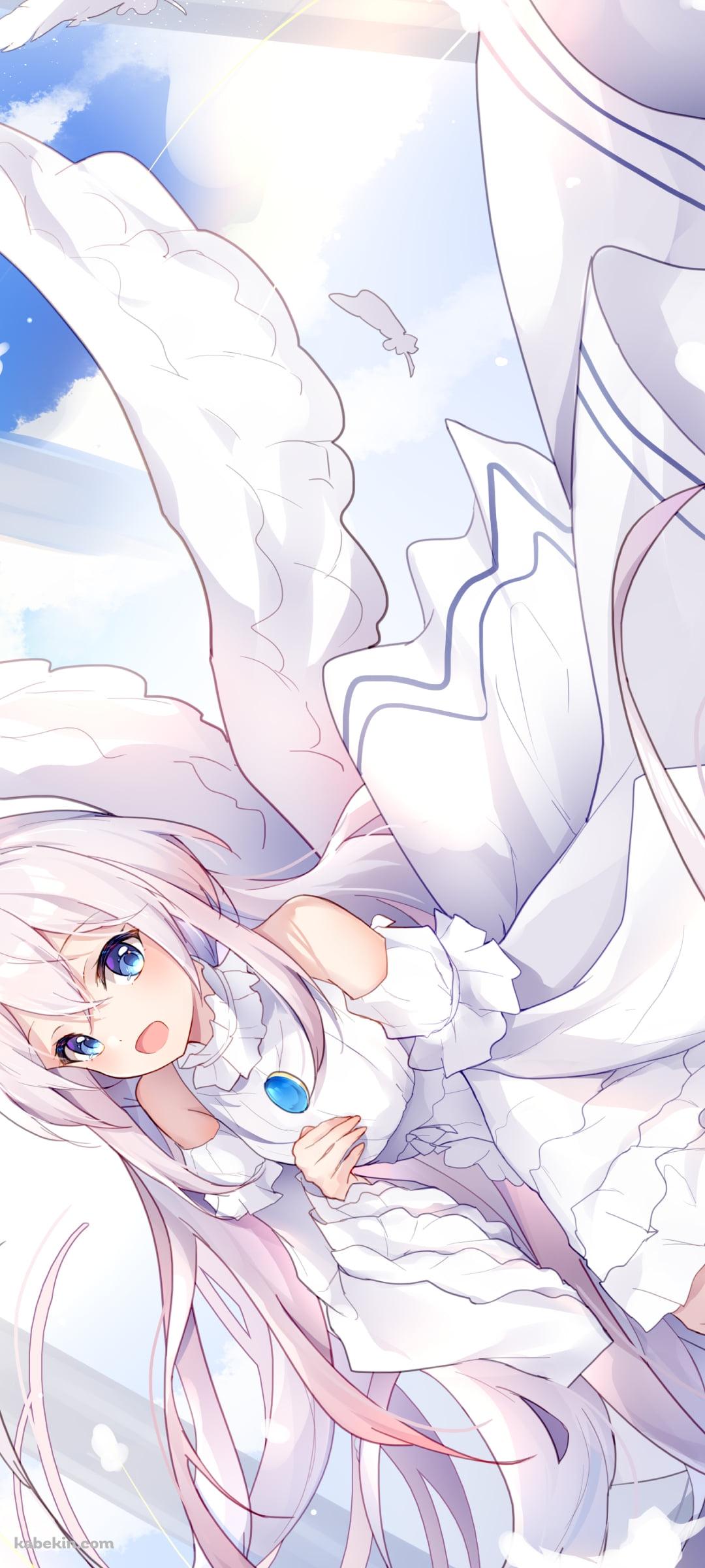 笑顔のとわ / 青いブローチ / 白い羽 / ワンルーム、日当たり普通、天使つき。のAndroidの壁紙(1080px x 2400px) スマホ用
