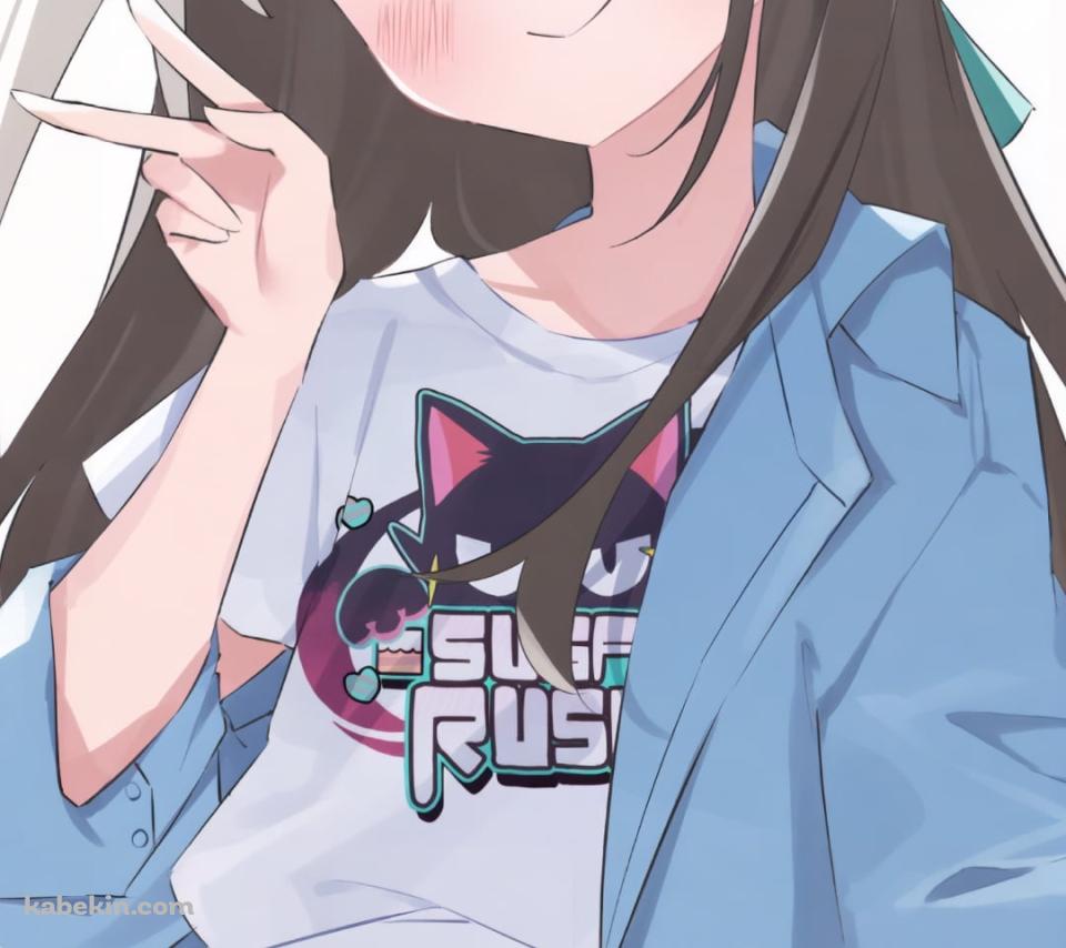 ピースする可愛い栗村アイリ / ブルーアーカイブのAndroidの壁紙(960px x 854px) スマホ用