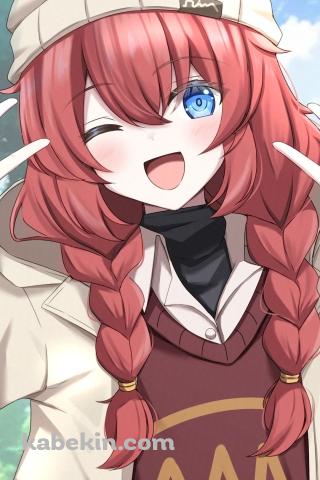 Wピースをする小塗マキ / ブルーアーカイブのAndroidの壁紙(320px x 480px) スマホ用
