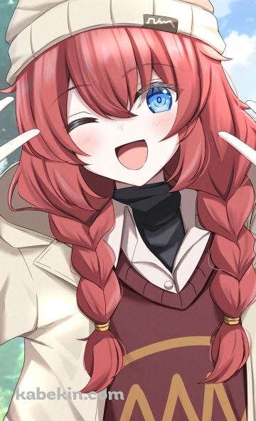 Wピースをする小塗マキ / ブルーアーカイブのAndroidの壁紙(360px x 592px) スマホ用