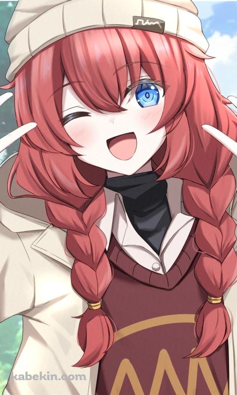 Wピースをする小塗マキ / ブルーアーカイブのAndroidの壁紙(480px x 800px) スマホ用