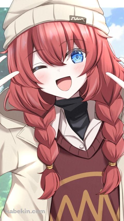 Wピースをする小塗マキ / ブルーアーカイブのAndroidの壁紙(480px x 854px) スマホ用