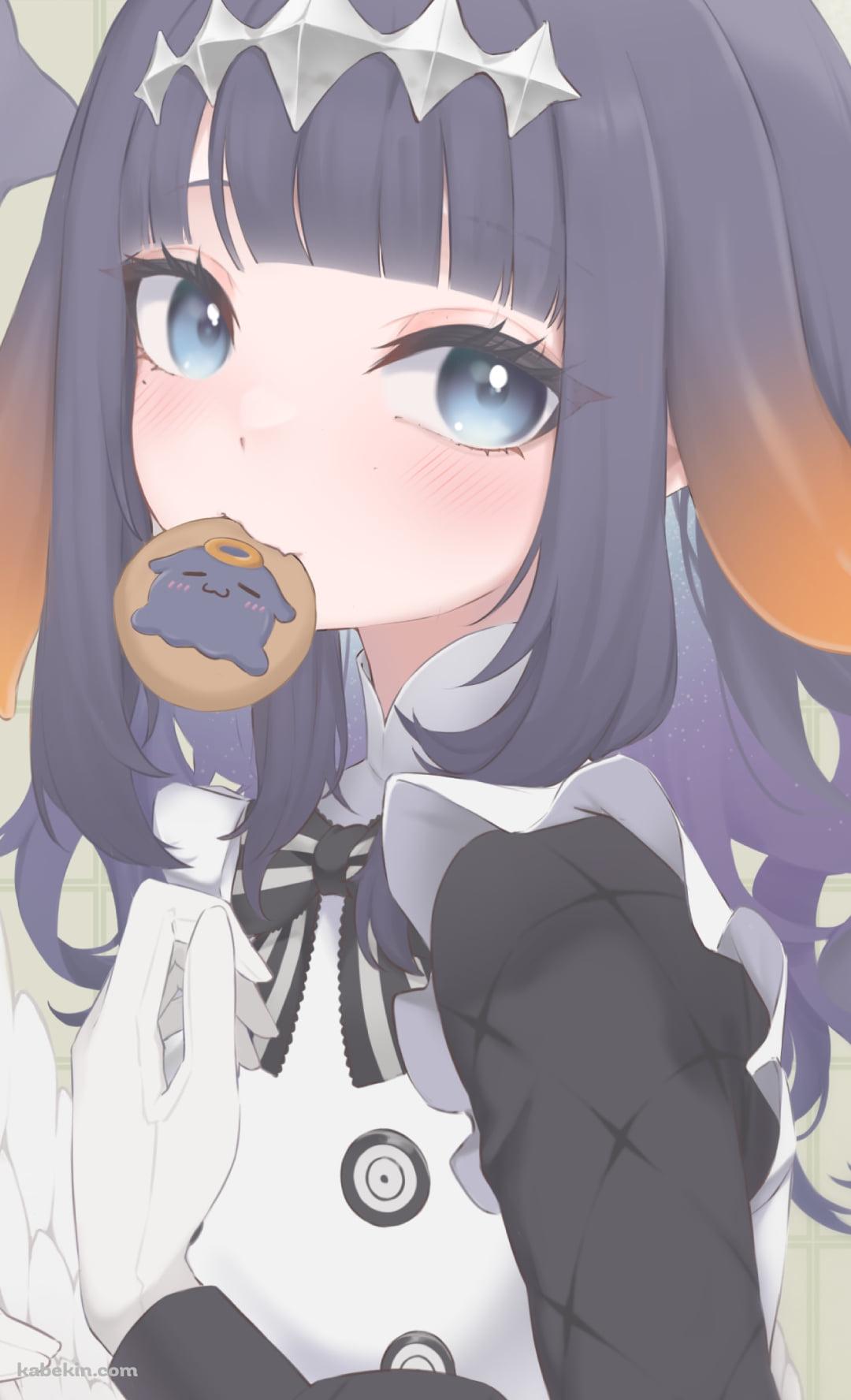 クッキーを咥えてこちらを見つめる一伊那尓栖 / ホロライブ / バーチャルYouTuber / VtuberのAndroidの壁紙(1080px x 1776px) スマホ用