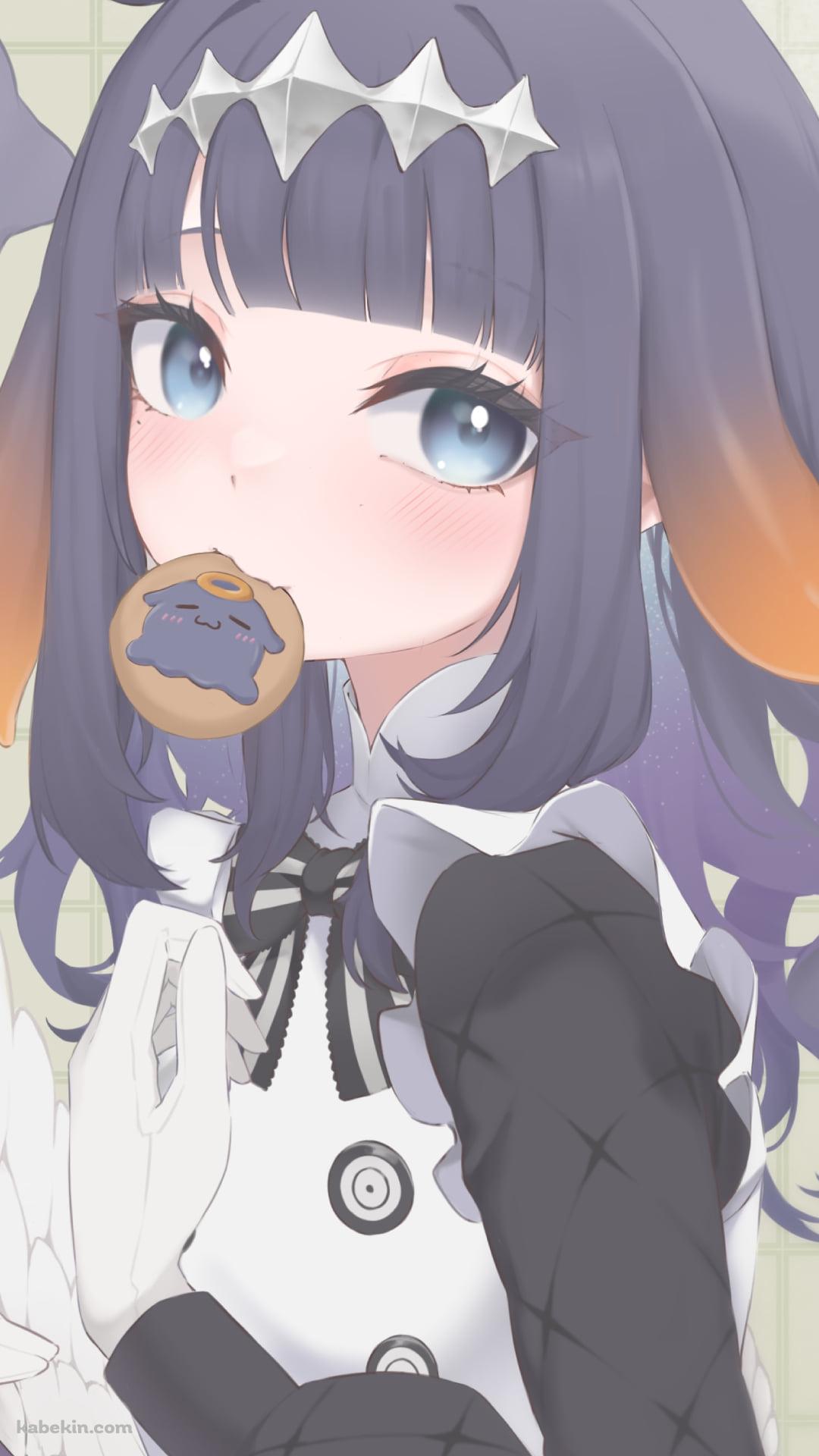 クッキーを咥えてこちらを見つめる一伊那尓栖 / ホロライブ / バーチャルYouTuber / VtuberのAndroidの壁紙(1080px x 1920px) スマホ用