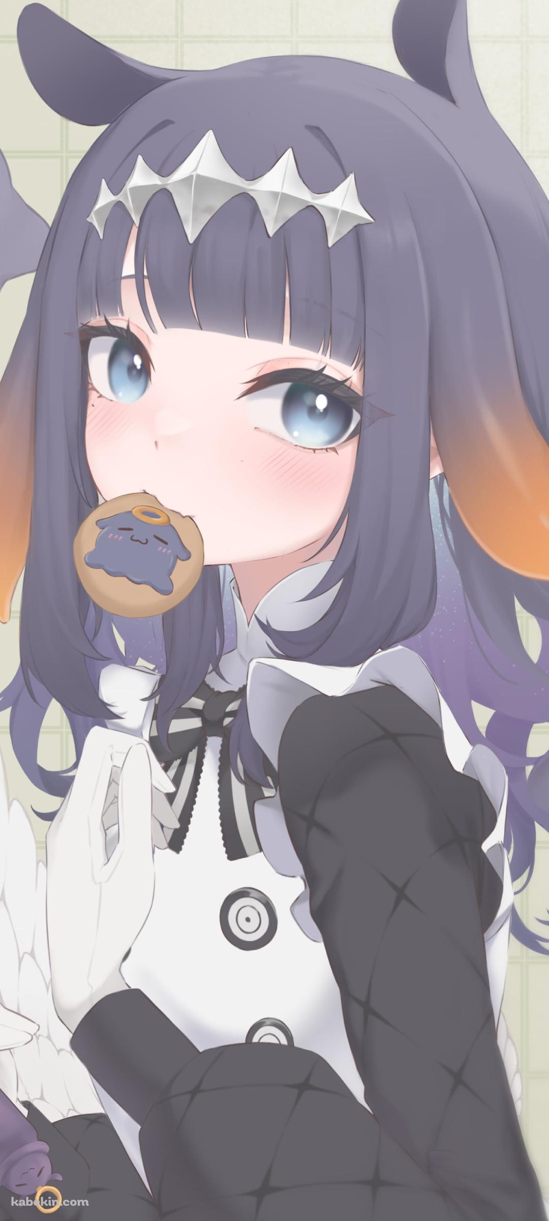 クッキーを咥えてこちらを見つめる一伊那尓栖 / ホロライブ / バーチャルYouTuber / VtuberのAndroidの壁紙(1080px x 2400px) スマホ用