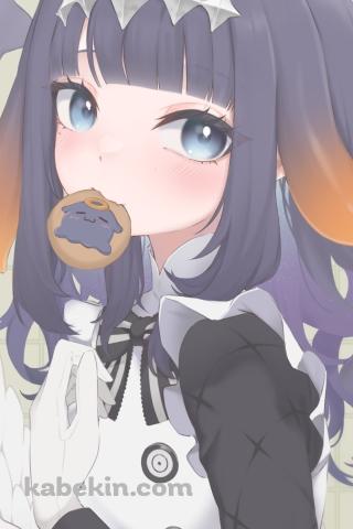 クッキーを咥えてこちらを見つめる一伊那尓栖 / ホロライブ / バーチャルYouTuber / VtuberのAndroidの壁紙(320px x 480px) スマホ用