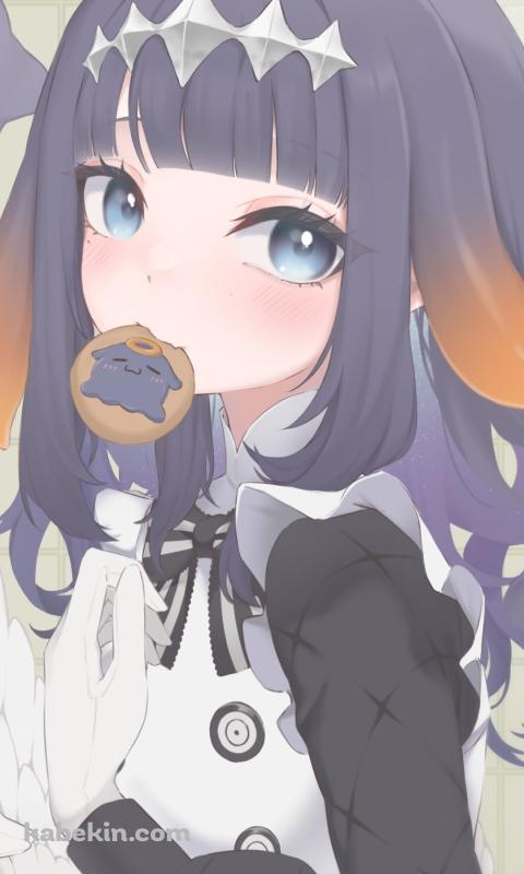 クッキーを咥えてこちらを見つめる一伊那尓栖 / ホロライブ / バーチャルYouTuber / VtuberのAndroidの壁紙(480px x 800px) スマホ用