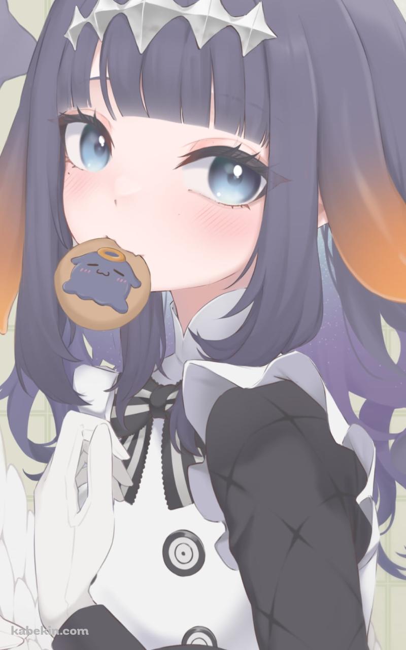 クッキーを咥えてこちらを見つめる一伊那尓栖 / ホロライブ / バーチャルYouTuber / VtuberのAndroidの壁紙(800px x 1280px) スマホ用