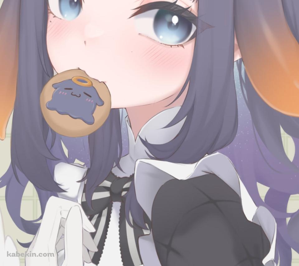 クッキーを咥えてこちらを見つめる一伊那尓栖 / ホロライブ / バーチャルYouTuber / VtuberのAndroidの壁紙(960px x 854px) スマホ用