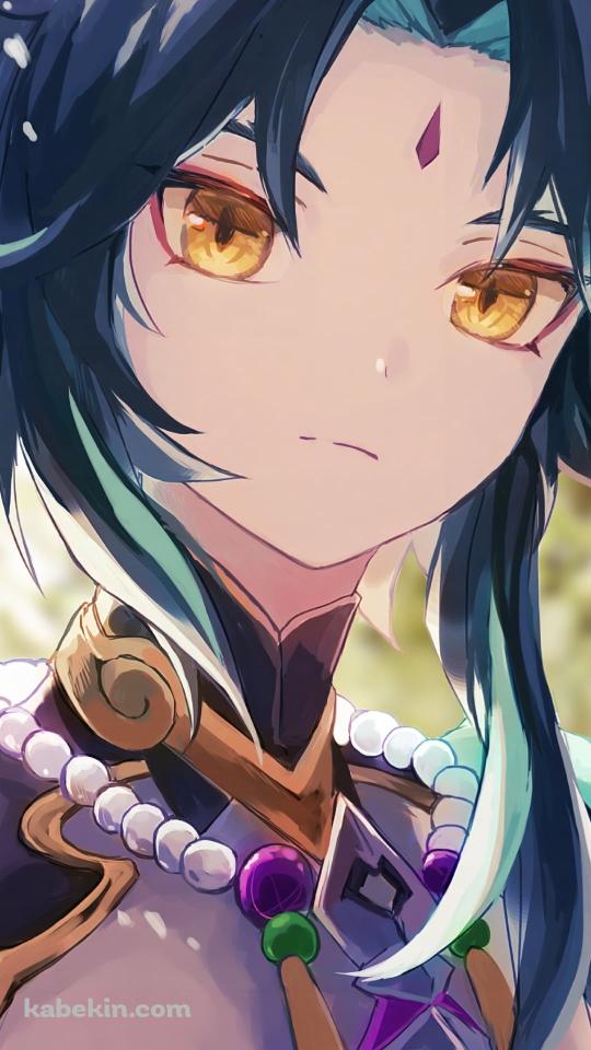 黄色い瞳でこちらを見つめる魈 / 原神のAndroidの壁紙(540px x 960px) スマホ用
