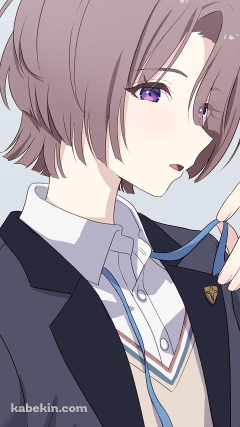 胸元の青いリボンをほどく有村麻央 / アイドルマスターのAndroidの壁紙(480px x 854px) スマホ用