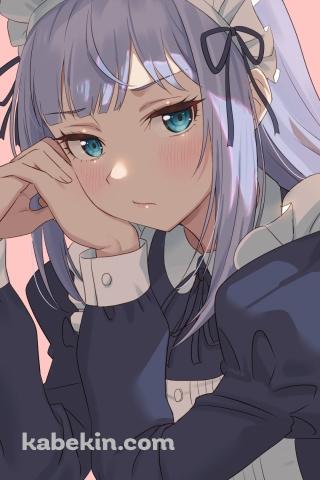 しゃがんだメイド姿の白石紬 / アイドルマスターのAndroidの壁紙(320px x 480px) スマホ用
