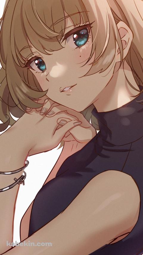 両手を組みこちらを見つめる高垣楓 / アイドルマスターのAndroidの壁紙(480px x 854px) スマホ用