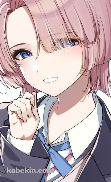 青い瞳でこちらを見つめる制服姿の有村麻央 / 学園アイドルマスターのAndroidの壁紙(360px x 592px) スマホ用