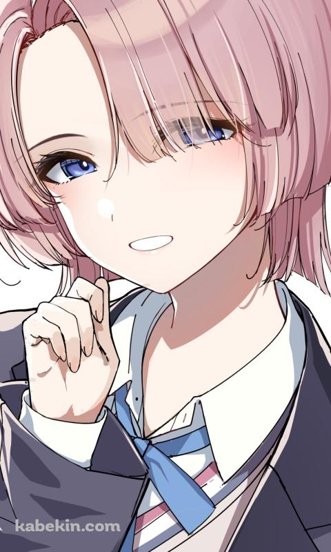 青い瞳でこちらを見つめる制服姿の有村麻央 / 学園アイドルマスターのAndroidの壁紙(480px x 800px) スマホ用