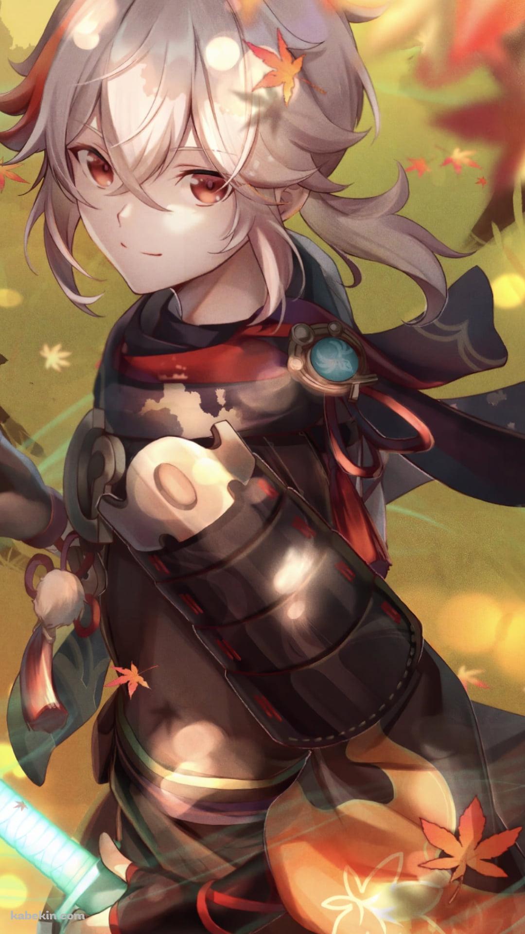 紅葉と青く光る剣に手をかける楓原万葉 / 原神のAndroidの壁紙(1080px x 1920px) スマホ用