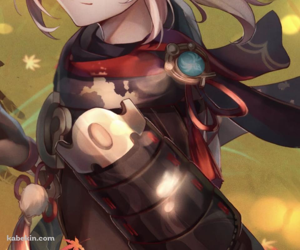 紅葉と青く光る剣に手をかける楓原万葉 / 原神のAndroidの壁紙(960px x 800px) スマホ用