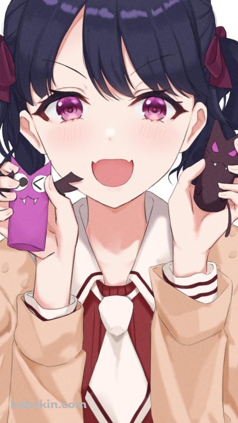 制服を着た笑顔の福丸小糸 / アイドルマスターのAndroidの壁紙(480px x 854px) スマホ用
