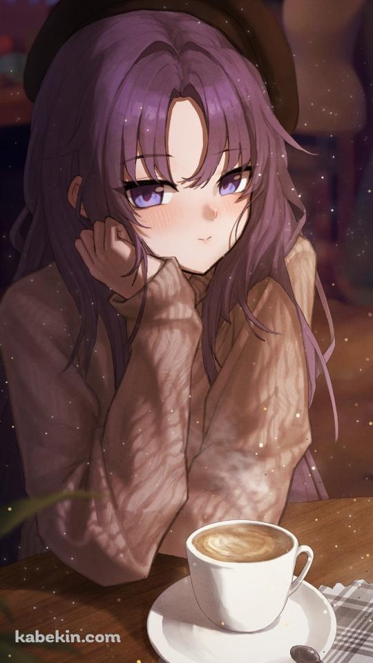 カフェで頬杖をついてこちらを見つめる早瀬ユウカ / ブルーアーカイブのAndroidの壁紙(540px x 960px) スマホ用