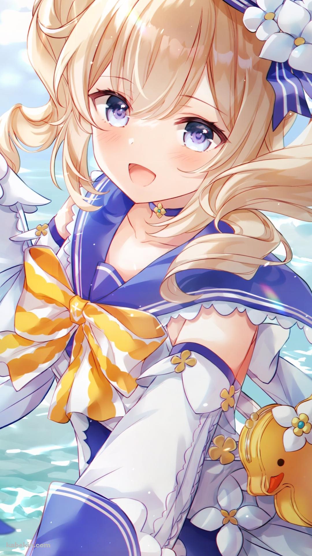 浜辺で手を伸ばすバーバラ / サマータイムスパークル / 原神のAndroidの壁紙(1080px x 1920px) スマホ用