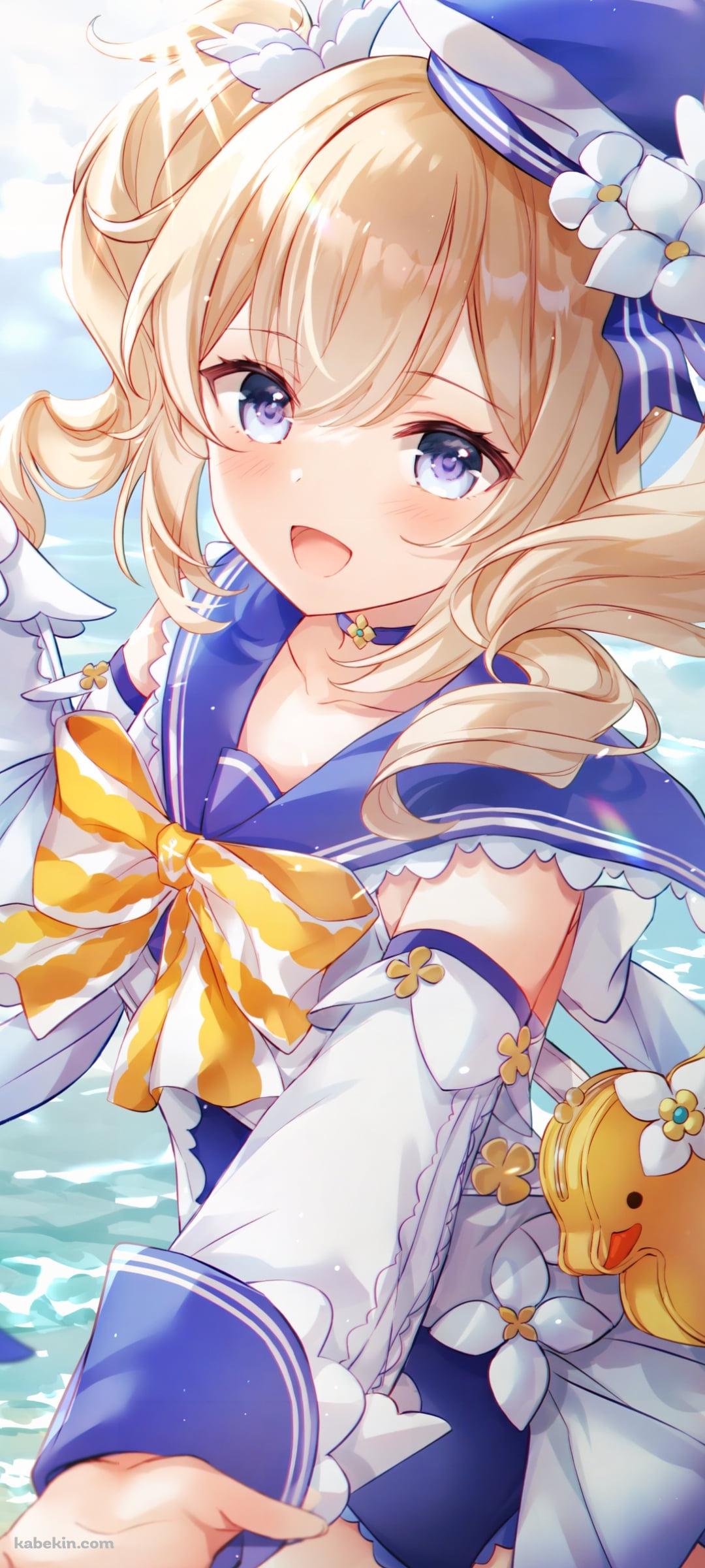 浜辺で手を伸ばすバーバラ / サマータイムスパークル / 原神のAndroidの壁紙(1080px x 2400px) スマホ用