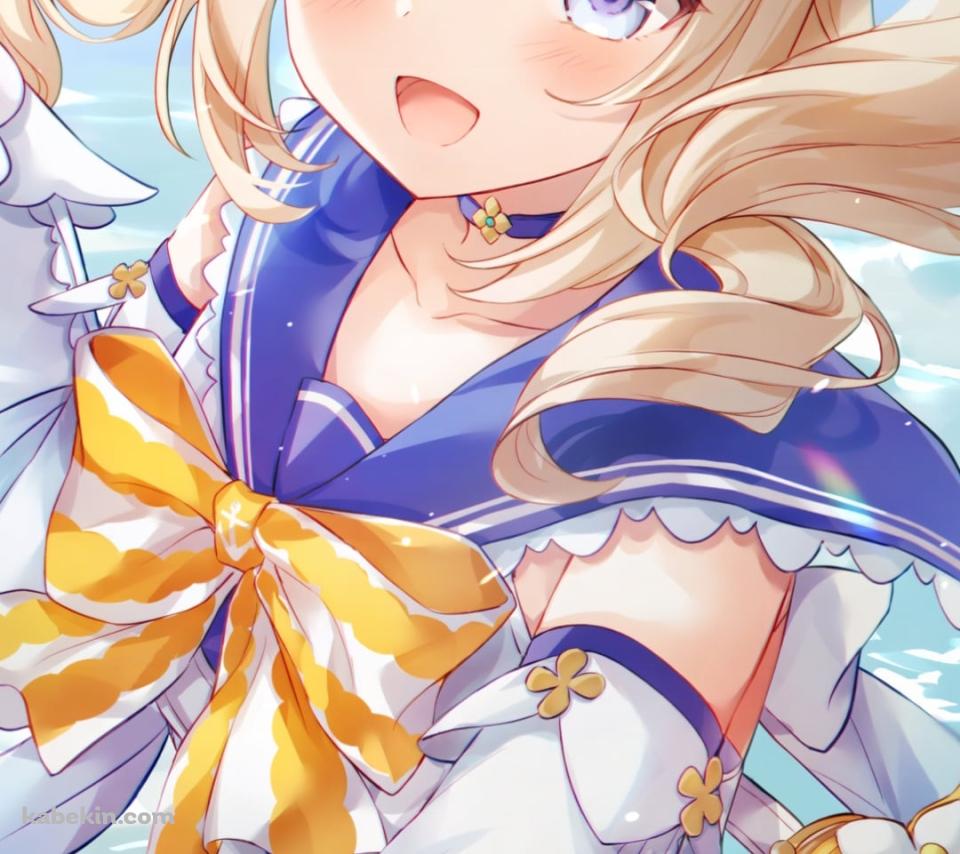 浜辺で手を伸ばすバーバラ / サマータイムスパークル / 原神のAndroidの壁紙(960px x 854px) スマホ用