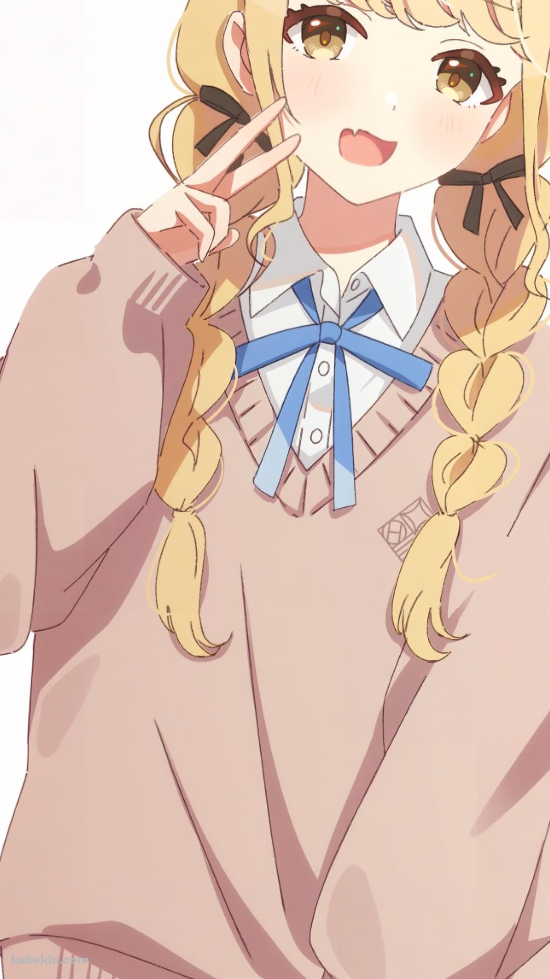 制服姿でピースをする藤田ことね / アイドルマスターのAndroidの壁紙(1080px x 1920px) スマホ用