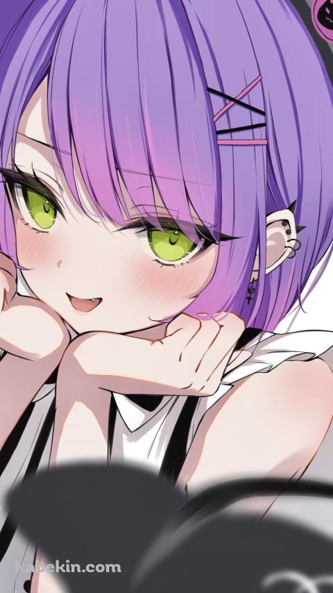 地べたで頬杖をつく可愛い常闇トワ / ホロライブ / バーチャルYouTuber / VtuberのAndroidの壁紙(480px x 854px) スマホ用