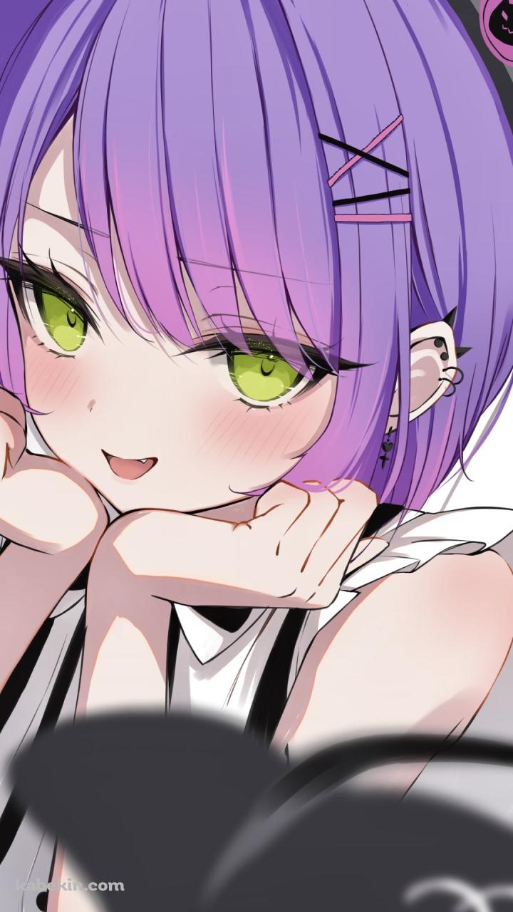 地べたで頬杖をつく可愛い常闇トワ / ホロライブ / バーチャルYouTuber / VtuberのAndroidの壁紙(720px x 1280px) スマホ用