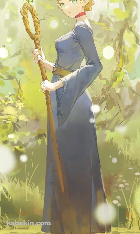 金色の杖を持ちこちらを見つめるマルシル・ドナトー / ダンジョン飯のAndroidの壁紙(480px x 800px) スマホ用