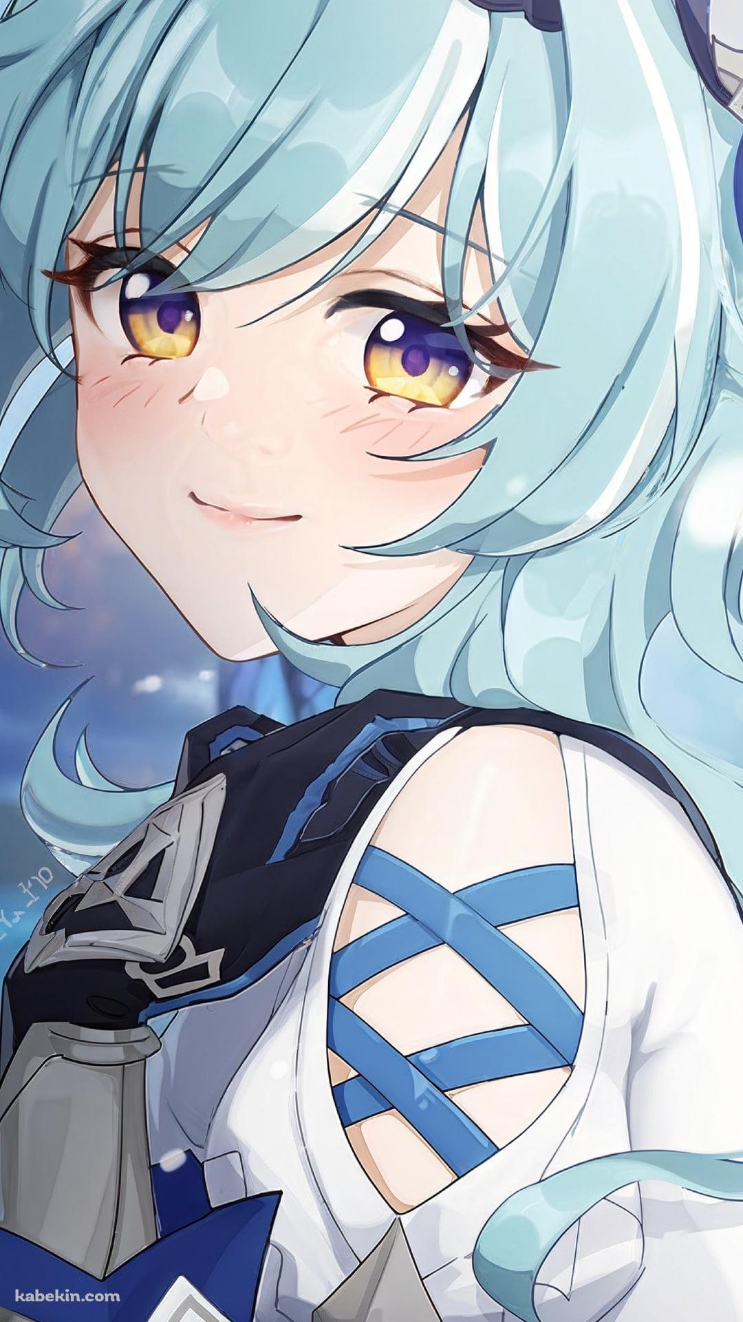 雪が降る中、こちらを見つめるエウルア・ローレンス / 原神のAndroidの壁紙(1080px x 1920px) スマホ用
