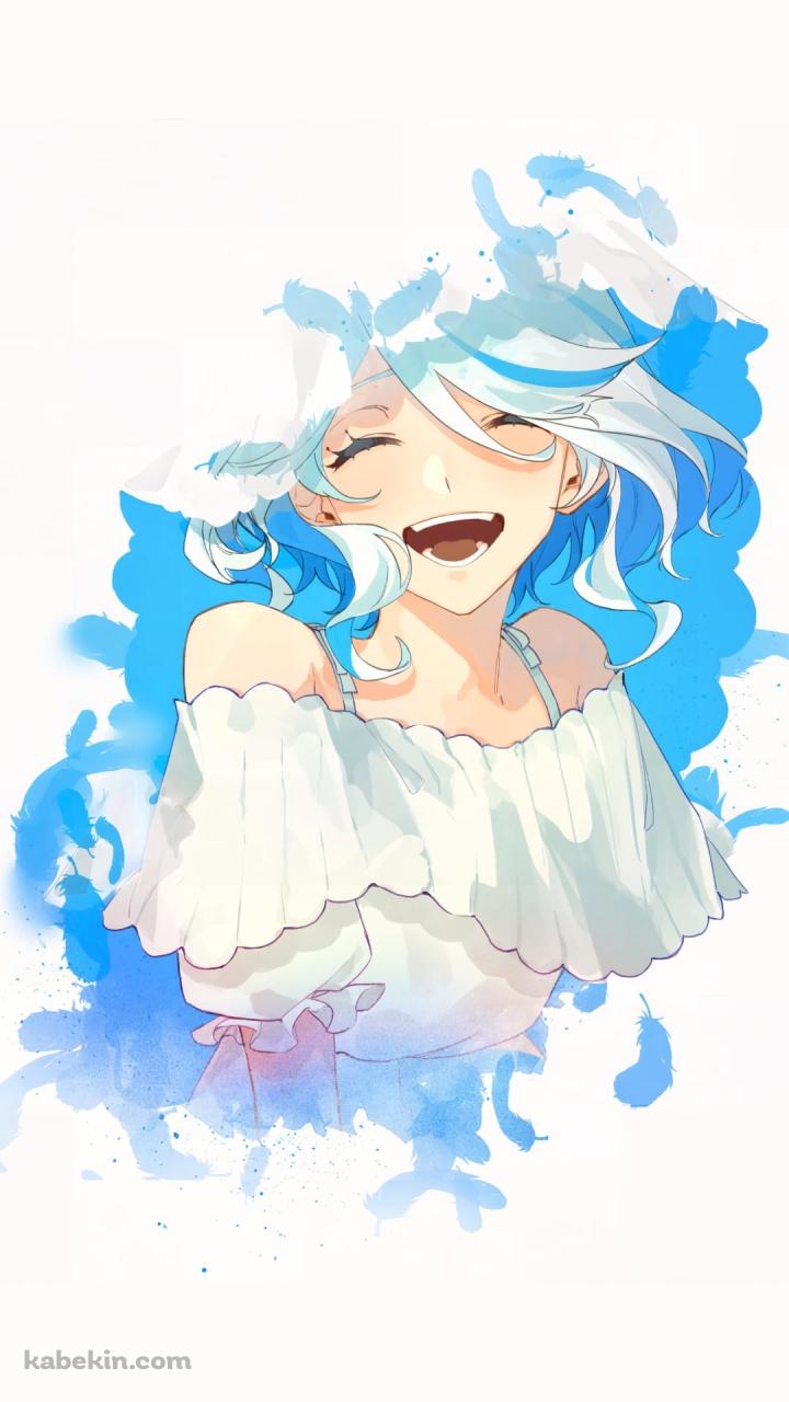 笑顔のフリーナ / 水色の背景 / 原神のAndroidの壁紙(720px x 1280px) スマホ用