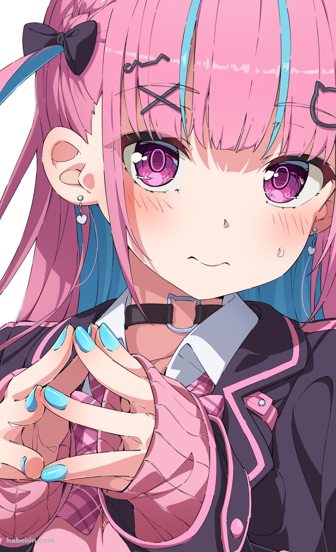 両手の指を合わせる湊あくあ / ホロライブ / バーチャルYouTuber / VtuberのAndroidの壁紙(1080px x 1776px) スマホ用