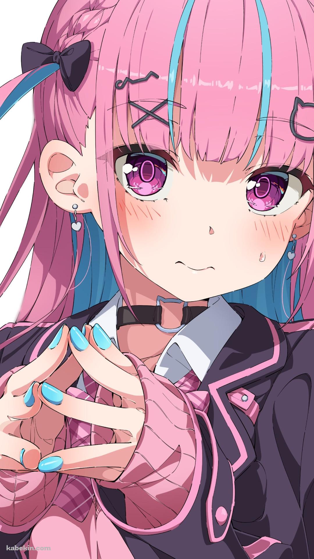 両手の指を合わせる湊あくあ / ホロライブ / バーチャルYouTuber / VtuberのAndroidの壁紙(1080px x 1920px) スマホ用
