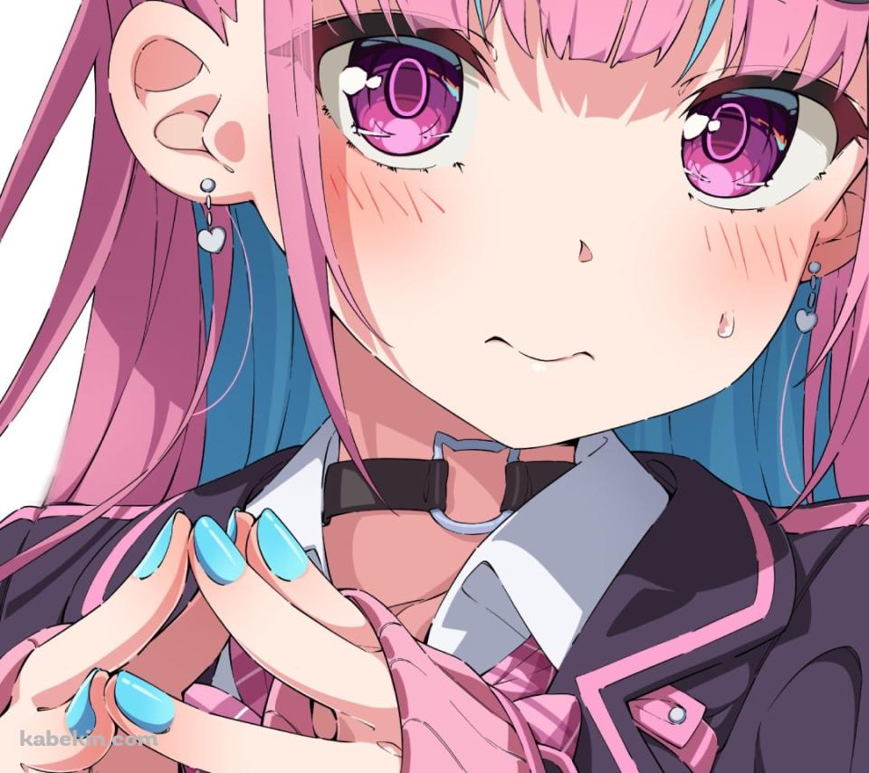 両手の指を合わせる湊あくあ / ホロライブ / バーチャルYouTuber / VtuberのAndroidの壁紙(960px x 854px) スマホ用
