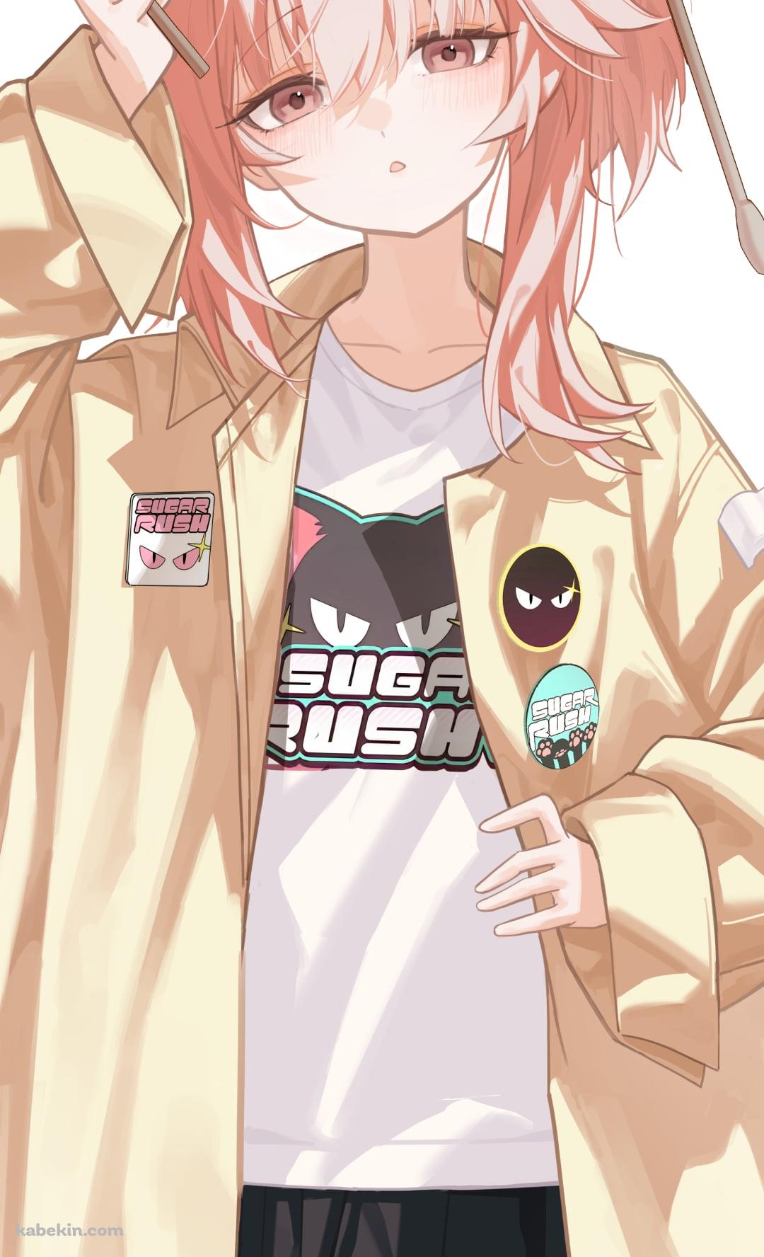 ドラムスティックを持つ黄色いパーカーを着た柚鳥ナツ / ブルーアーカイブのAndroidの壁紙(1080px x 1776px) スマホ用