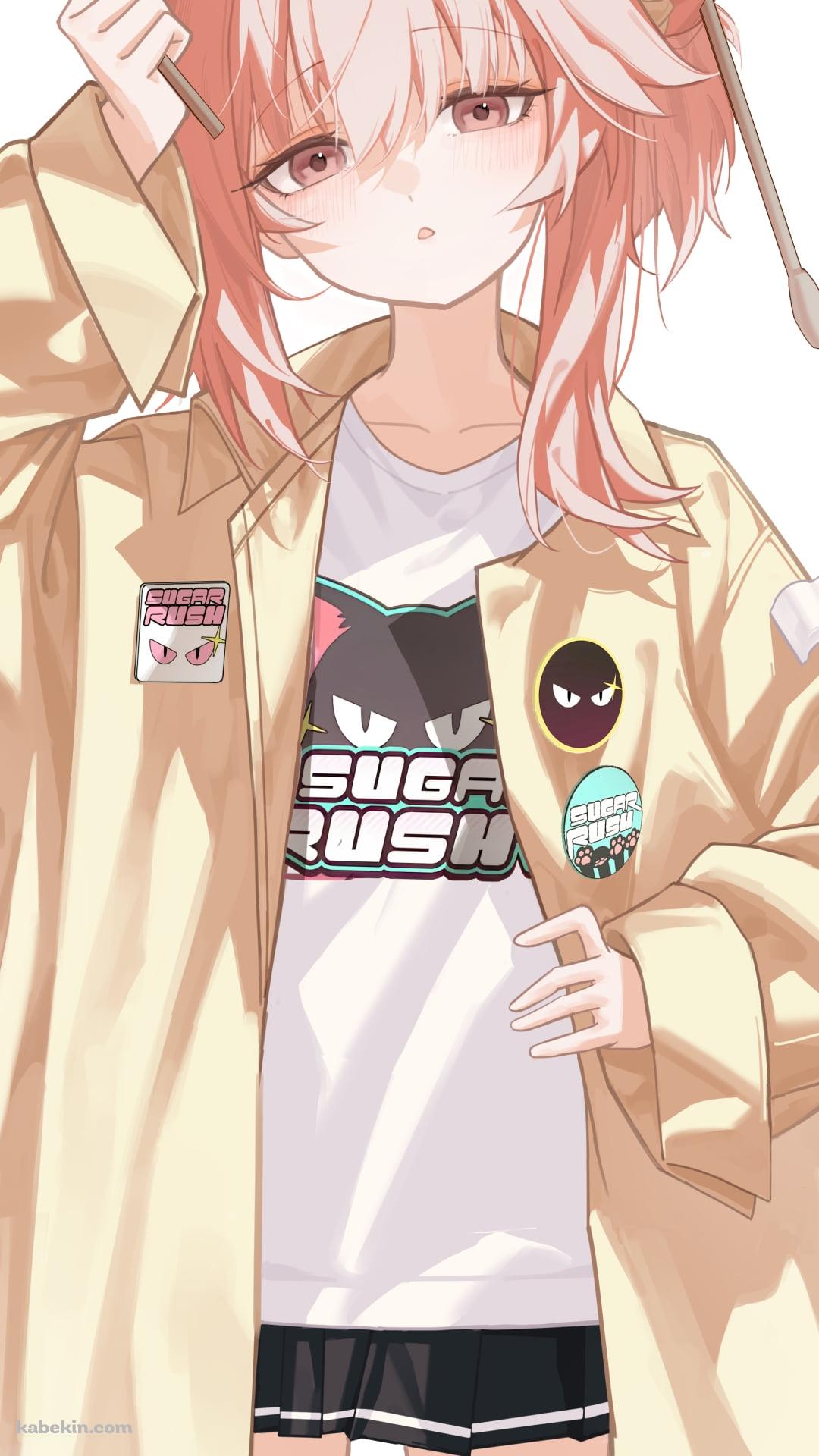 ドラムスティックを持つ黄色いパーカーを着た柚鳥ナツ / ブルーアーカイブのAndroidの壁紙(1080px x 1920px) スマホ用