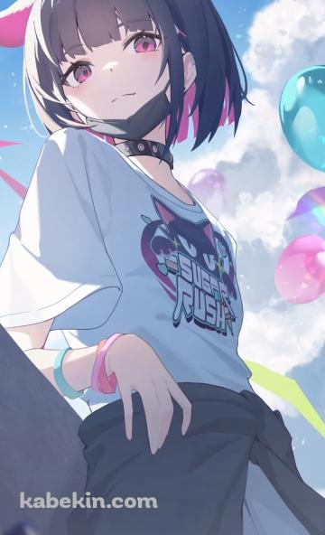 手摺にもたれこちらを見つめる杏山カズサ / ブルーアーカイブのAndroidの壁紙(360px x 592px) スマホ用