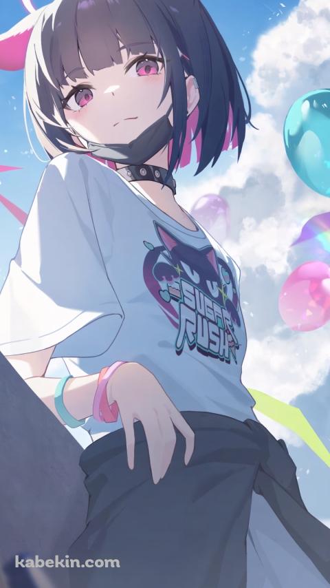 手摺にもたれこちらを見つめる杏山カズサ / ブルーアーカイブのAndroidの壁紙(480px x 854px) スマホ用