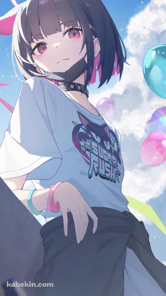 手摺にもたれこちらを見つめる杏山カズサ / ブルーアーカイブのAndroidの壁紙(540px x 960px) スマホ用