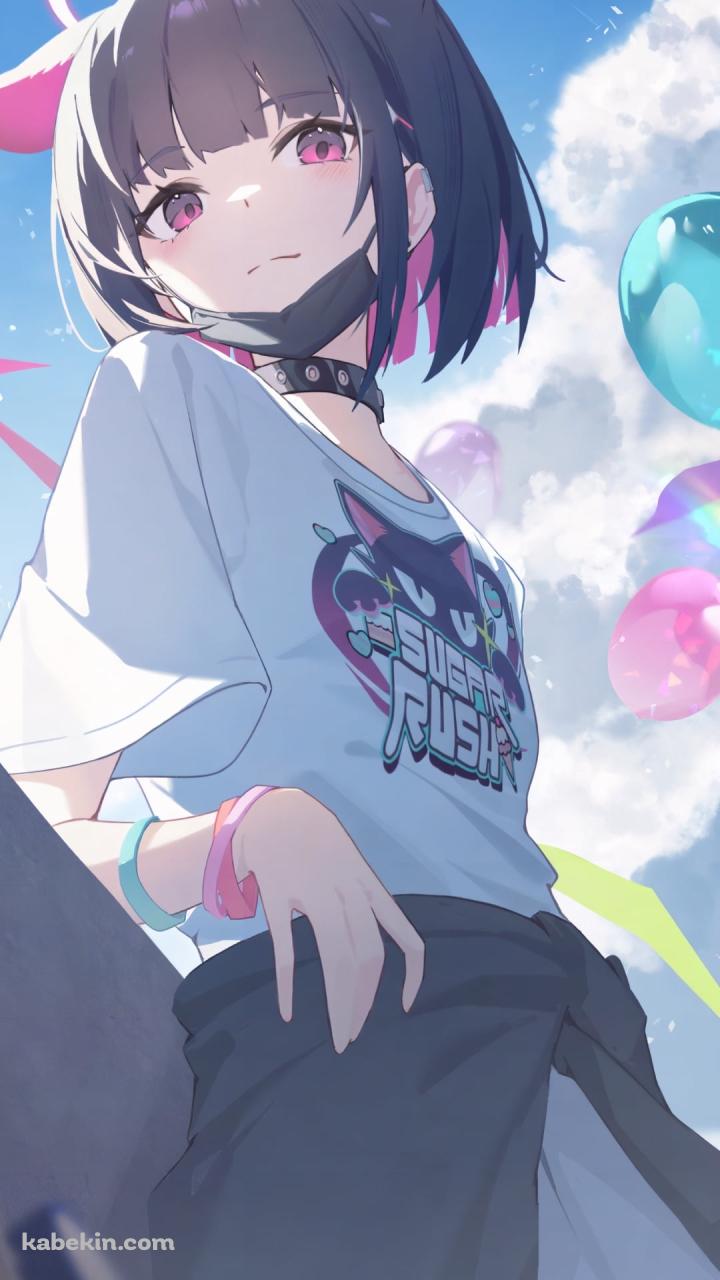 手摺にもたれこちらを見つめる杏山カズサ / ブルーアーカイブのAndroidの壁紙(720px x 1280px) スマホ用