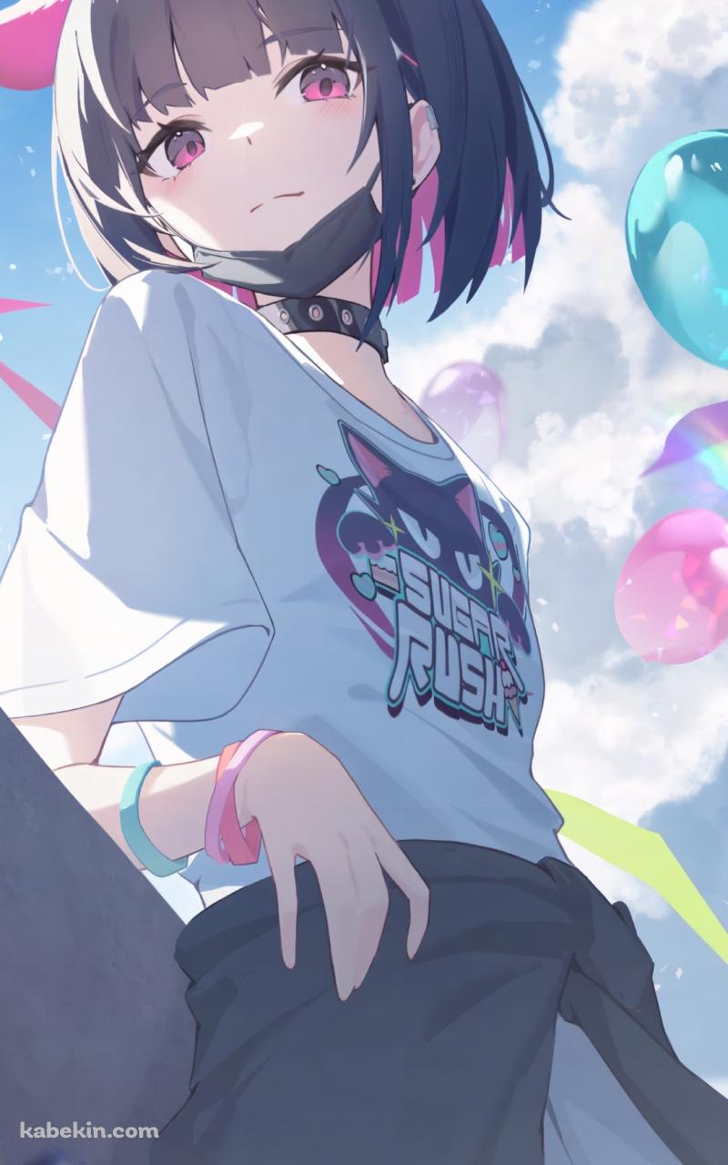 手摺にもたれこちらを見つめる杏山カズサ / ブルーアーカイブのAndroidの壁紙(800px x 1280px) スマホ用