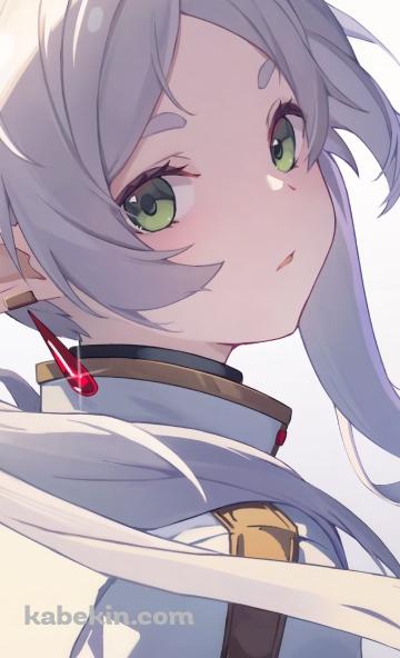 蒼月草の花びらと振り返るフリーレン / 葬送のフリーレンのAndroidの壁紙(360px x 592px) スマホ用