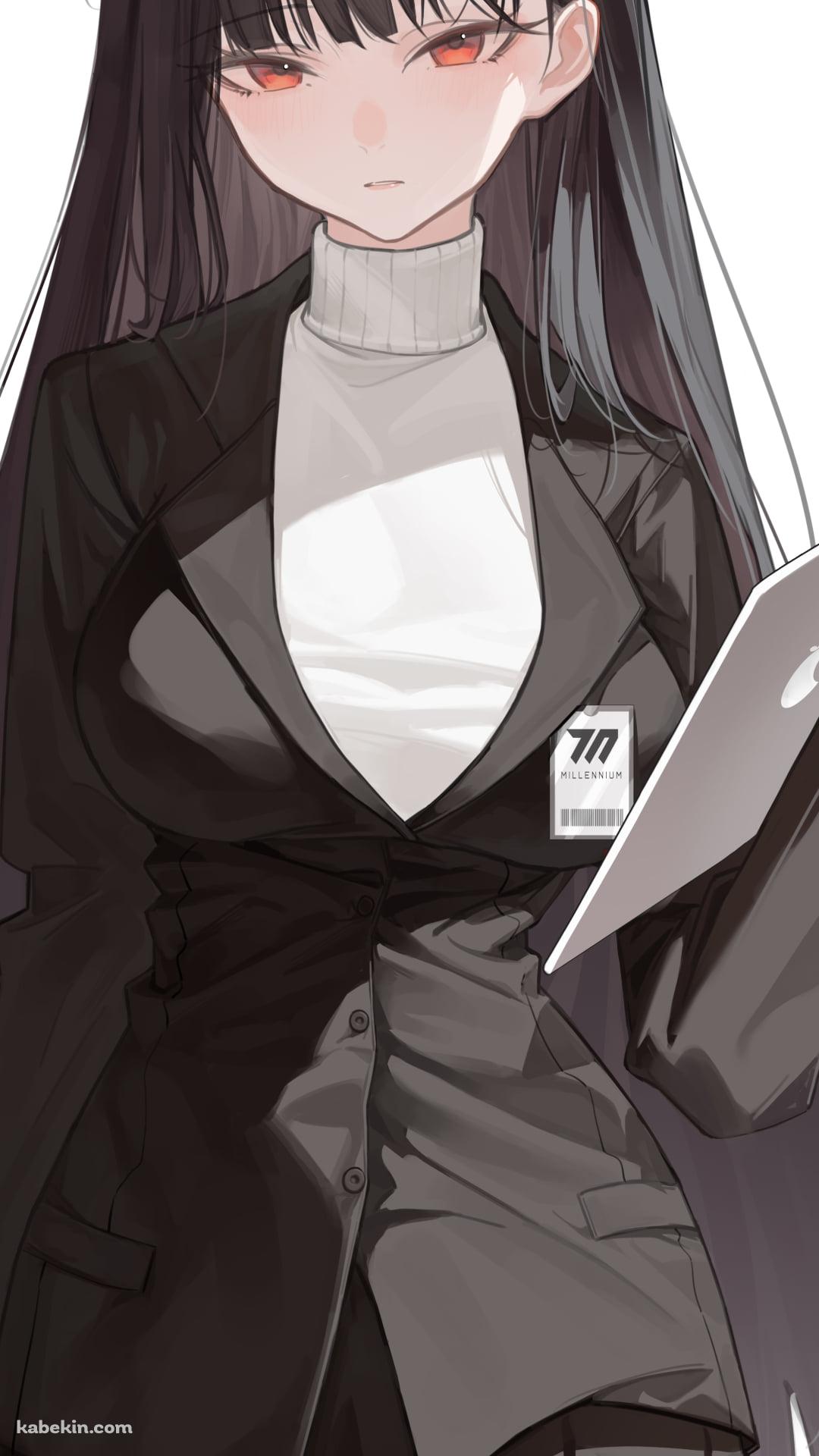 Macのタブレットを持つ調月リオ / ブルーアーカイブのAndroidの壁紙(1080px x 1920px) スマホ用