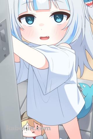 玄関のドアを開けるがうる・ぐら / ワトソン・アメリア / ホロライブ / バーチャルYouTuber / VtuberのAndroidの壁紙(320px x 480px) スマホ用