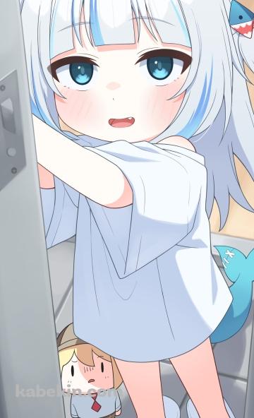 玄関のドアを開けるがうる・ぐら / ワトソン・アメリア / ホロライブ / バーチャルYouTuber / VtuberのAndroidの壁紙(360px x 592px) スマホ用