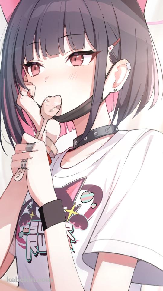 スプーンを舐める杏山カズサ / ブルーアーカイブのAndroidの壁紙(540px x 960px) スマホ用