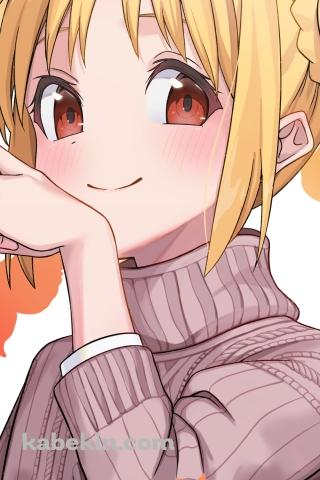 左手でピースをする伊地知虹夏 / 紅葉 / ぼっち・ざ・ろっく!のAndroidの壁紙(320px x 480px) スマホ用